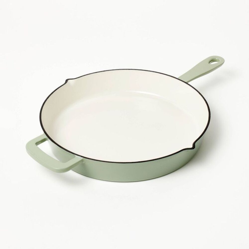 12" Enamel Skillet Green - Figmint